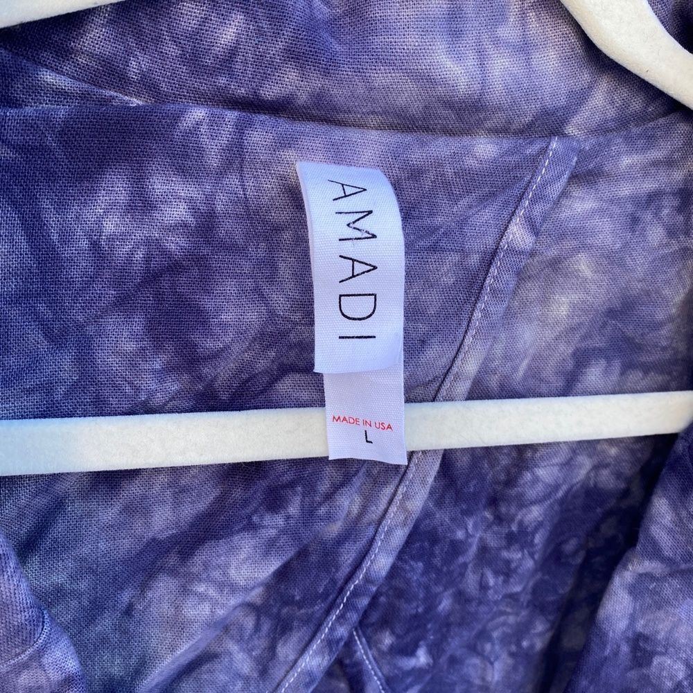 Amadi Hilde Tie Dye Purple Boho Oversized Blazer Size L Made in USA     - Picture 2 of 7